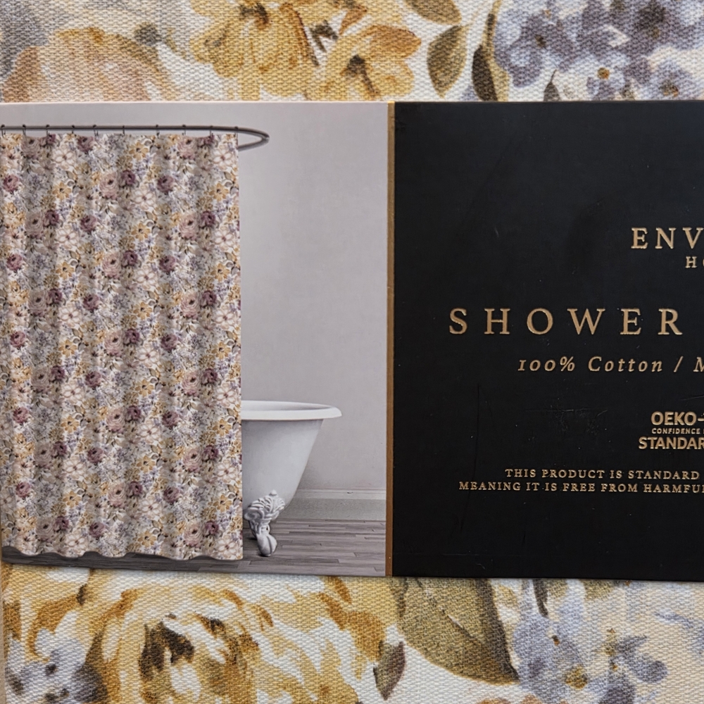 Envogue Floral Shower Curtain - Yellow and Purple